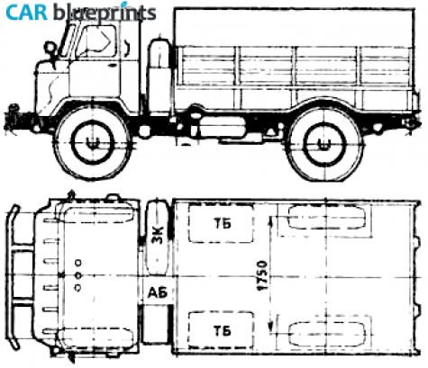 1964 GAZ 66 Truck blueprint