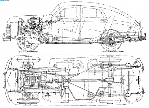 1946 GAZ M20 Pobeda Sedan blueprint