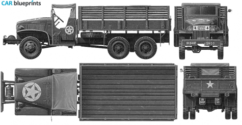 1941 GMC CCKW 2.5 ton 6x6 Truck blueprint