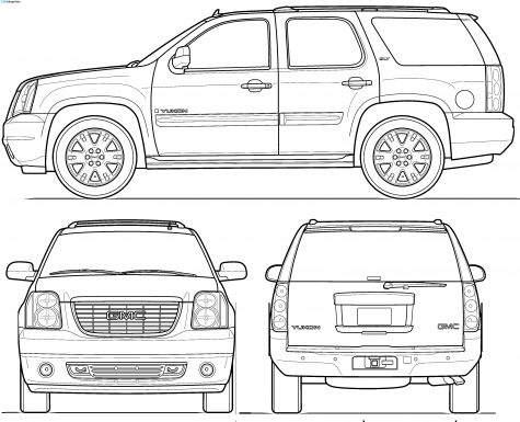 2009 GMC Yukon SUV blueprint