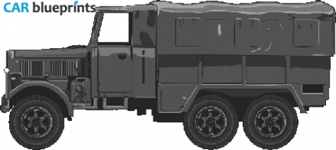 Henschel Werke 33G1 Kfz61 Einheitsdiesel 6x6 2.5 t Truck blueprint