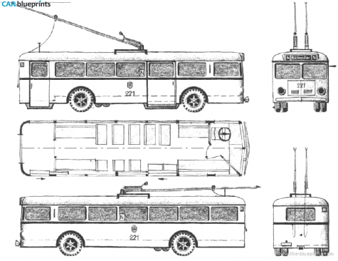 1948 Henschel Werke Obus Darmstadt Bus blueprint