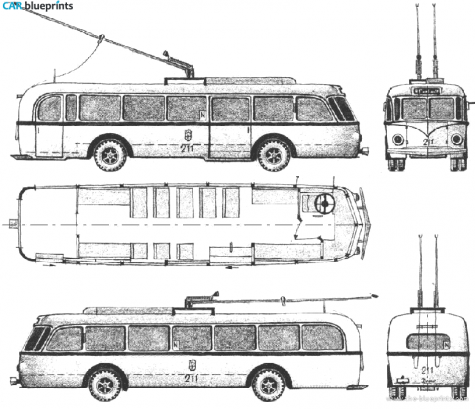 1948 Henschel Werke Obus Darmstadt Bus blueprint