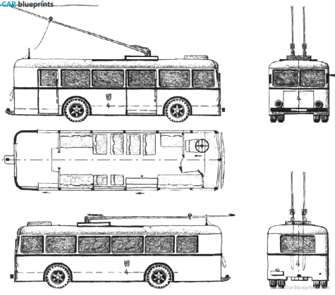 1944 Henschel Werke Obus Flensburg Bus blueprint