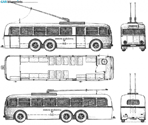 1943 Henschel Werke Obus Hildesheim Bus blueprint
