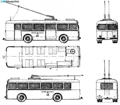 1944 Henschel Werke Obus Hildesheim Bus blueprint