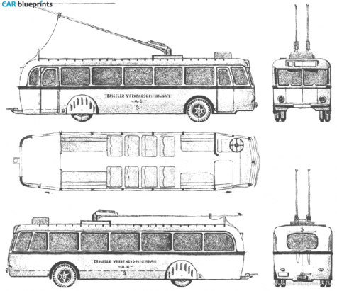 1943 Henschel Werke Obus Kassel Bus blueprint