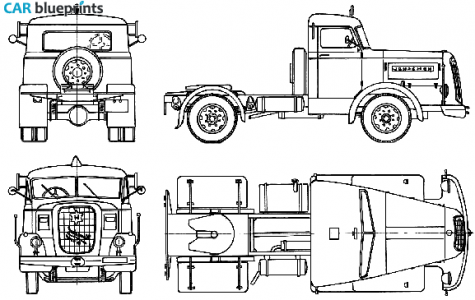 1958 Henschel Werke Sattelzugmaschine Truck blueprint