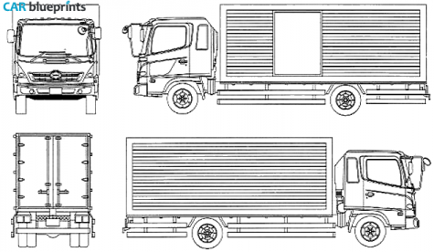 2001 Hino Ranger Pro Cargo Truck blueprint