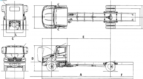 2009 Hino 338 Truck blueprint