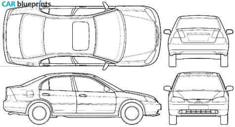 2003 Honda Civic VII ES 4-door Sedan blueprint