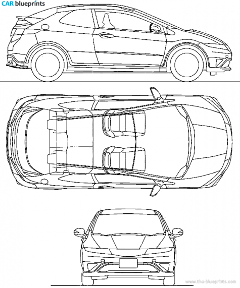 2010 Honda Civic Euro Type-R 3-door Hatchback blueprint