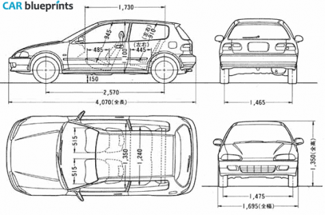 1993 Honda Civic EG Hatchback blueprint