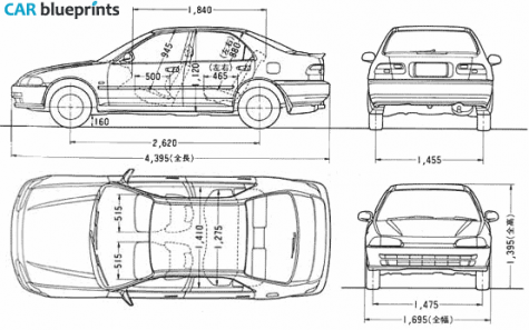 1991 Honda Civic RTSi Sedan blueprint