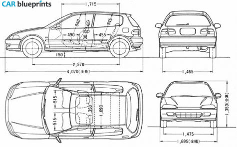 1992 Honda Civic SiR Hatchback blueprint