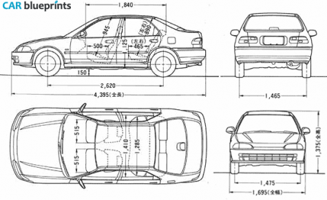 1991 Honda Civic VTi Sedan blueprint