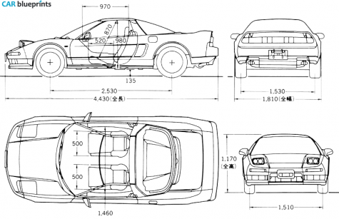 1990 Honda NSX Coupe blueprint
