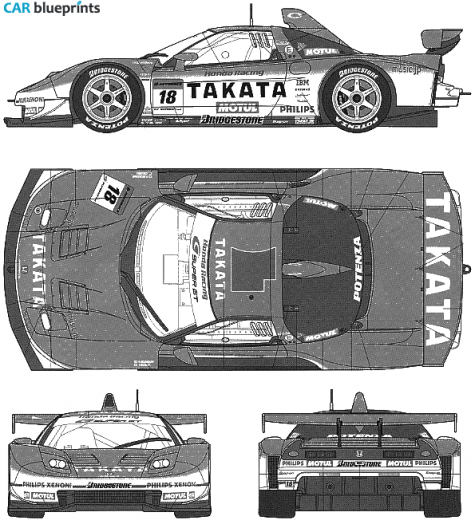 2005 Honda NSX JGTC Takata Dome Super GT Coupe blueprint