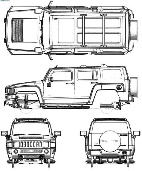 2005 Hummer H3 SUV blueprint