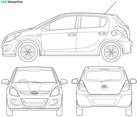 2009 Hyundai I20 Hatchback blueprint