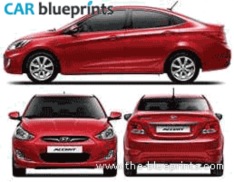 2011 Hyundai Accent I25 Sedan blueprint