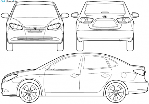 2007 Hyundai Elantra I30 Sedan blueprint