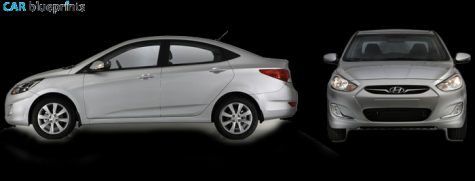 2011 Hyundai Solaris Sedan blueprint