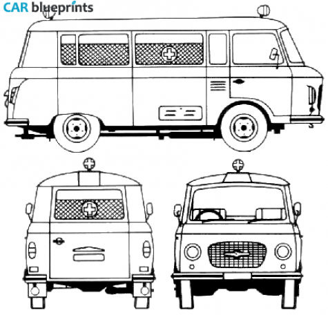 1986 IFA Barkas B1000 Ambulance Bus blueprint