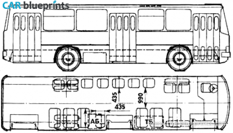 1972 Ikarus 260 Bus blueprint