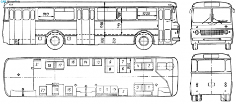 1962 Ikarus 556 Bus blueprint