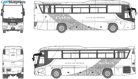 1996 Isuzu Gala Super Hi Decker Bus blueprint