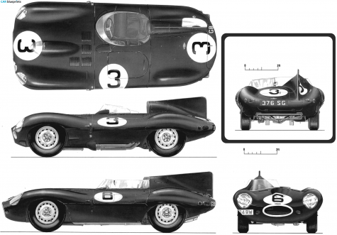 1954 Jaguar D-Type Le Mans Cabriolet blueprint