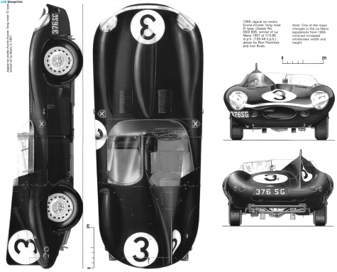 1956 Jaguar D-Type Longnose Cabriolet blueprint