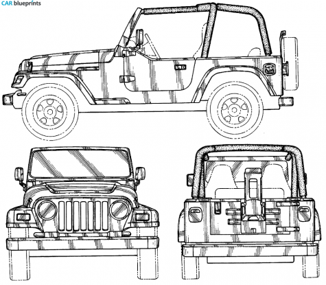 2005 Jeep Wrangler SUV blueprint