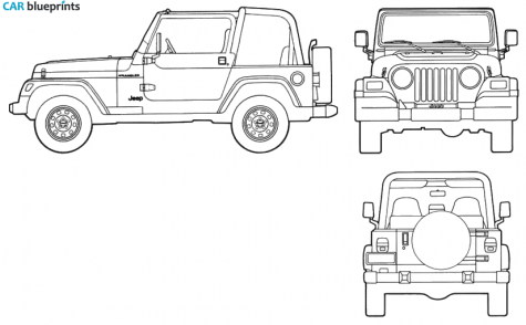 2001 Jeep Wrangler SUV blueprint