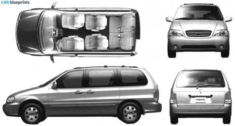 2005 KIA Carnival Minivan blueprint