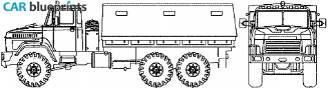 2007 KrAZ 6322 6x6 Truck blueprint