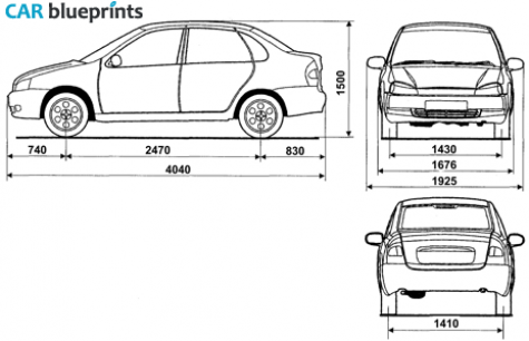 2006 Lada Kalina 1118 Sedan blueprint