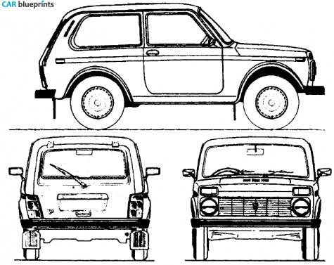 2008 Lada Niva 4x4 3-door SUV blueprint