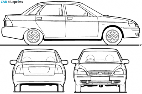 2008 Lada Priora 2170 4-door Sedan blueprint