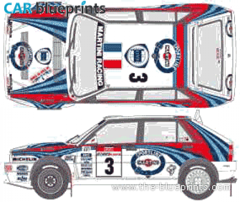 1992 Lancia Dedra HF 16V WRC Hatchback blueprint