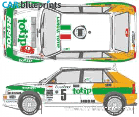 1993 Lancia Dedra Integrale WRC Hatchback blueprint