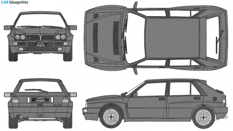 1980 Lancia Dealta HF Integrale Evoluzione Hatchback blueprint