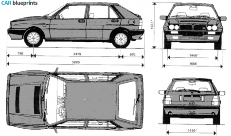 1985 Lancia Dealta Integrale 16V Hatchback blueprint