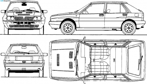 1991 Lancia Delta Integrale Evo Hatchback blueprint