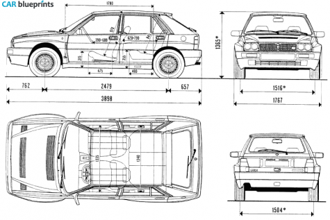 1985 Lancia Delta Integrale  EVO Hatchback blueprint