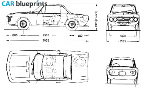 1963 Lancia Fulvia Rallye 13 HF Coupe blueprint