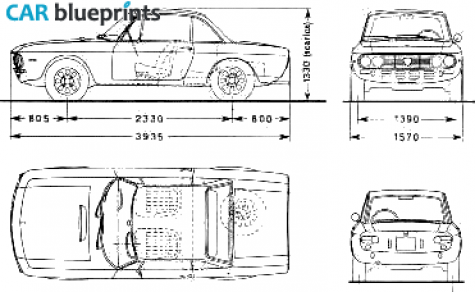 1963 Lancia Fulvia Rallye 16 HF S2 Coupe blueprint