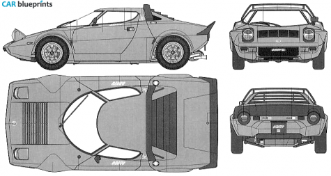 1972 Lancia Stratos HF Stradale Coupe blueprint