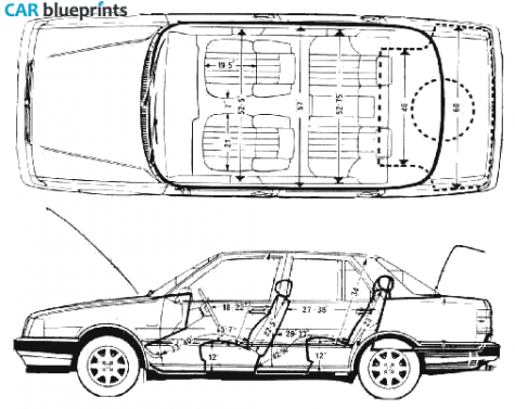 1985 Lancia Thema 16V Turbo Sedan blueprint